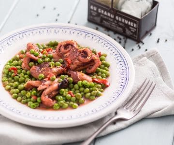 Poulpes avec des petits pois
