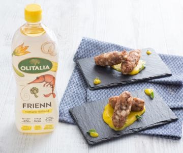 Croquettes de poulpe sur crème de pommes de terre au safran