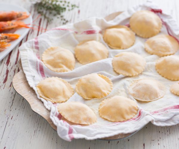 Raviolis aux crevettes et citron