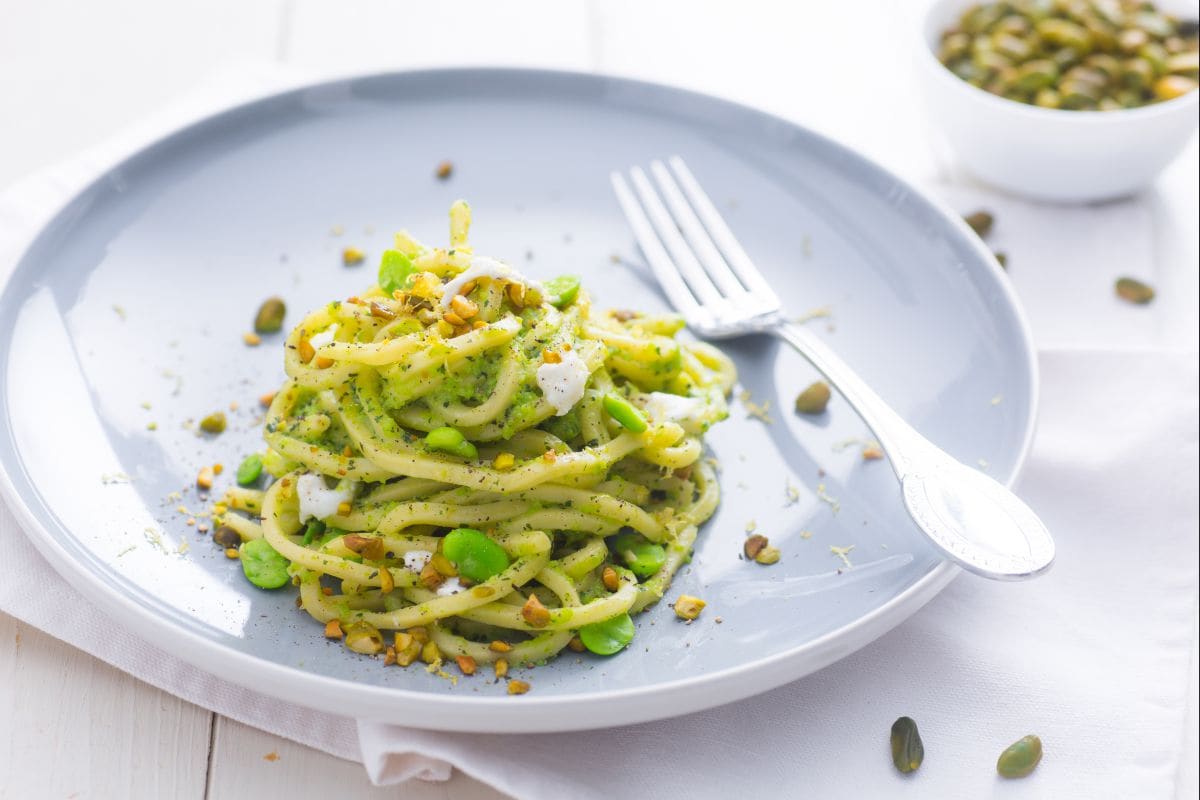 Troccoli au pesto de fèves