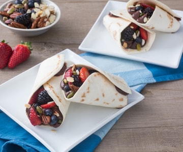 Piadina avec crème au chocolat et fruits
