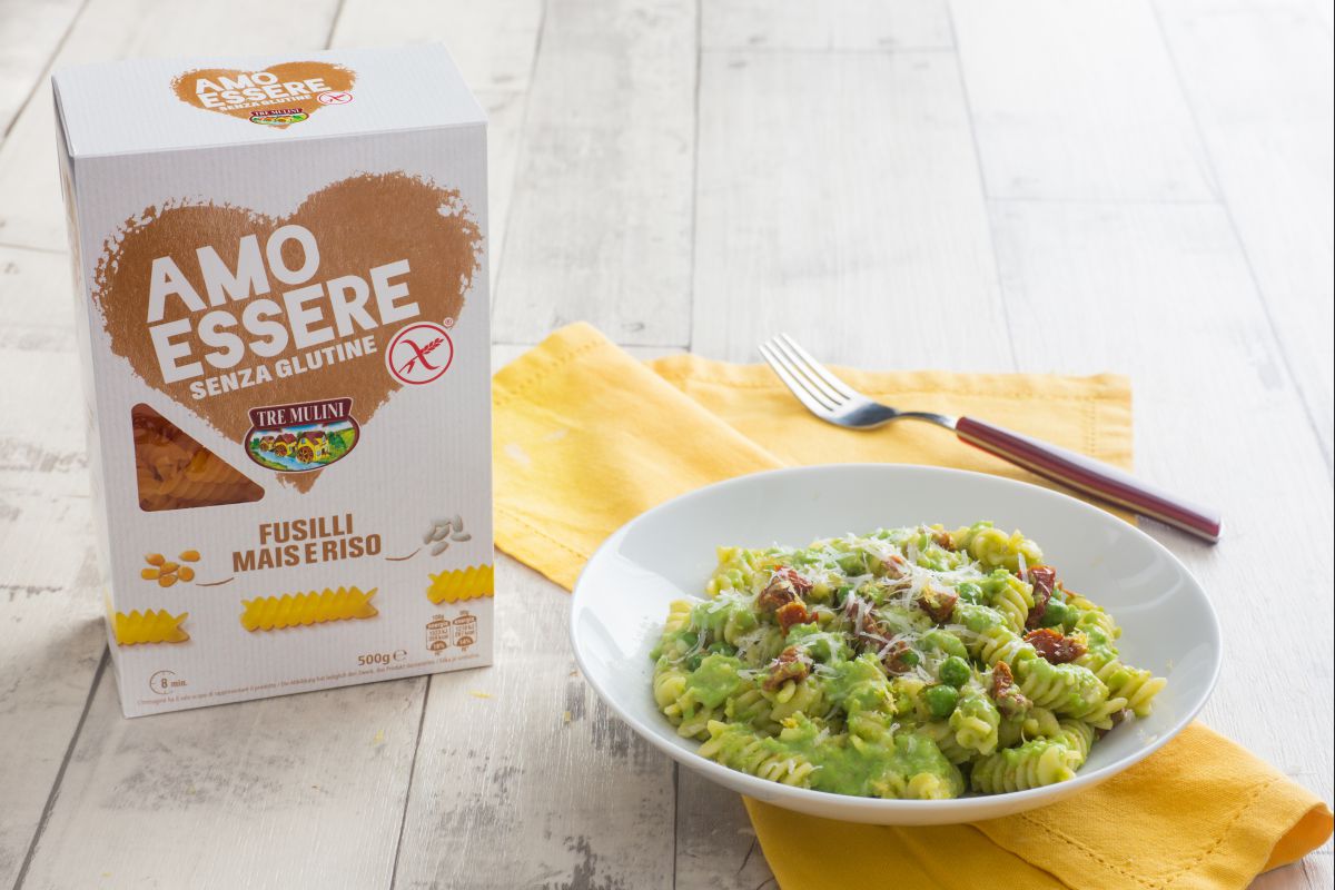 Fusilli à la crème de petits pois et pecorino