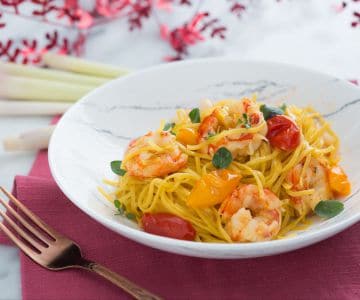 Tagliolini aux crevettes et citronnelle