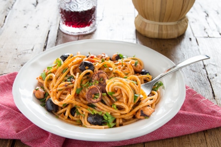 Spaghetti au poulpe à la puttanesca