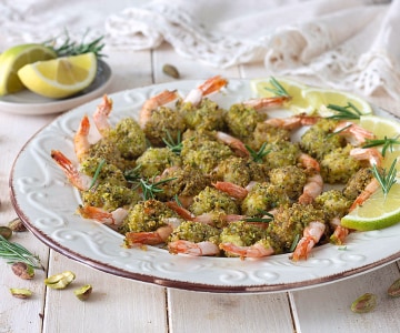 Crevettes au four en croûte de pistaches