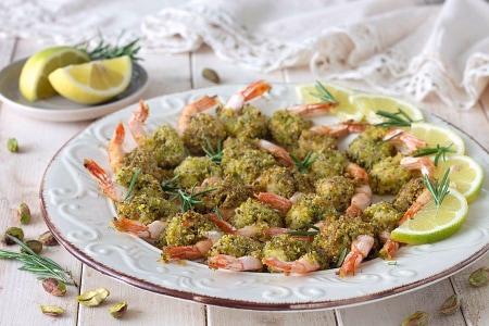 Crevettes au four en croûte de pistaches