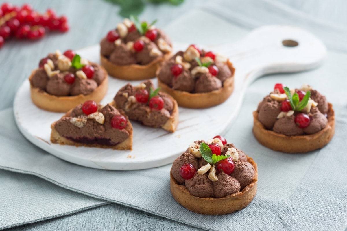 Tartelettes avec namelaka au chocolat noir