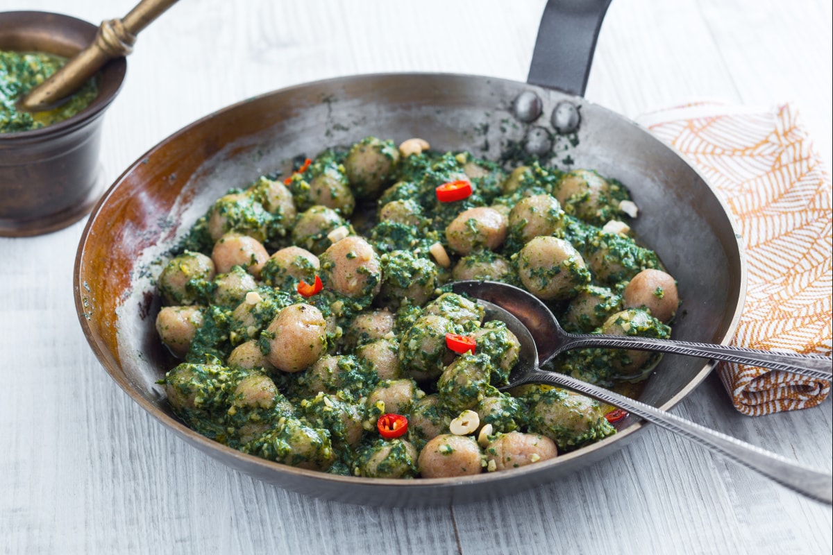 Gnocchi au pesto d'herbes