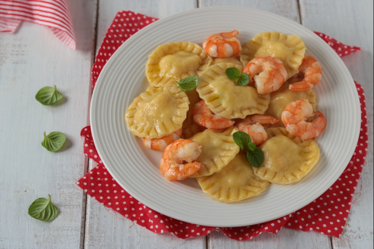 Raviolis farcis aux pommes de terre et crevettes