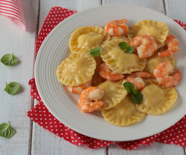 Raviolis farcis aux pommes de terre et crevettes