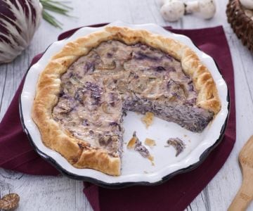 Tarte salée aux champignons et radicchio