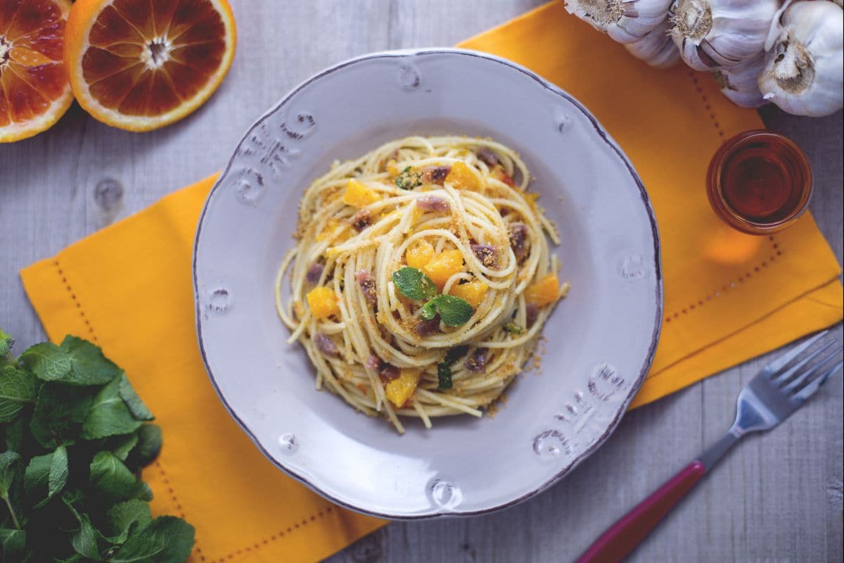 Spaghetti à l'orange avec anchois