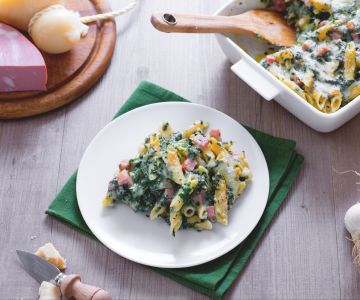 Gratin de pâtes aux épinards