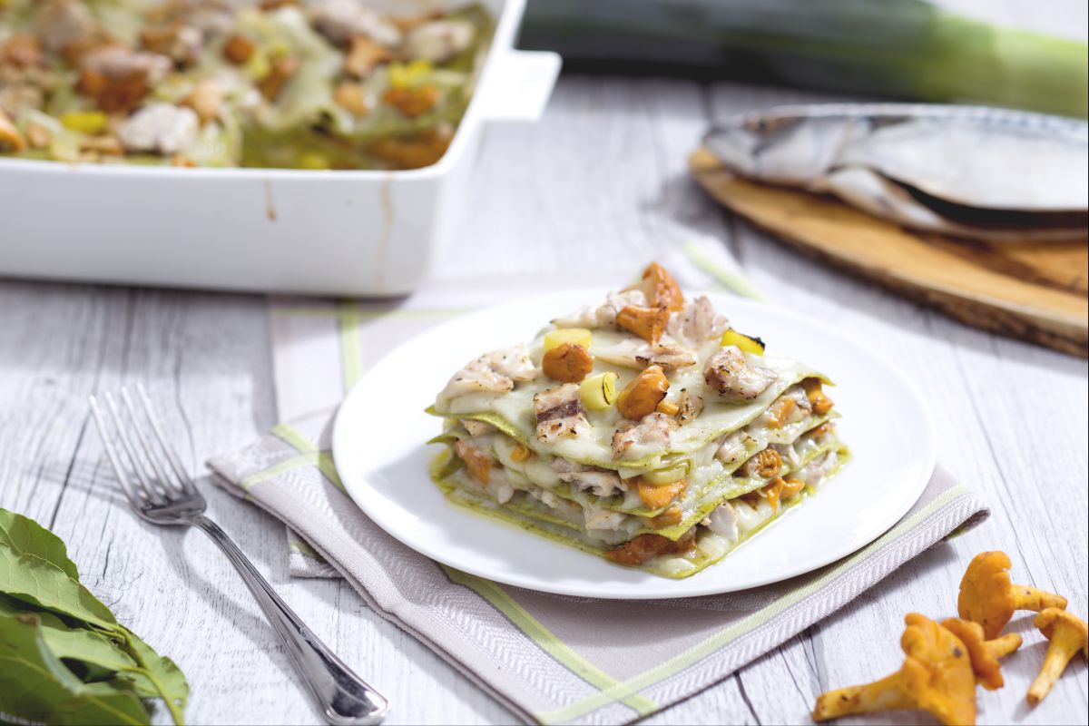 Lasagnes au ragoût de maquereau et champignons