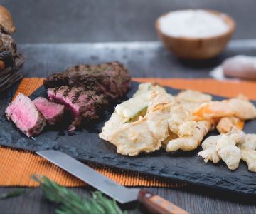 Tempura de légumes d'automne et viande