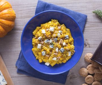 Pâtes à la courge, gorgonzola et amaretto