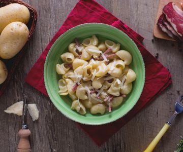 Pipe rigate lardons et pommes de terre