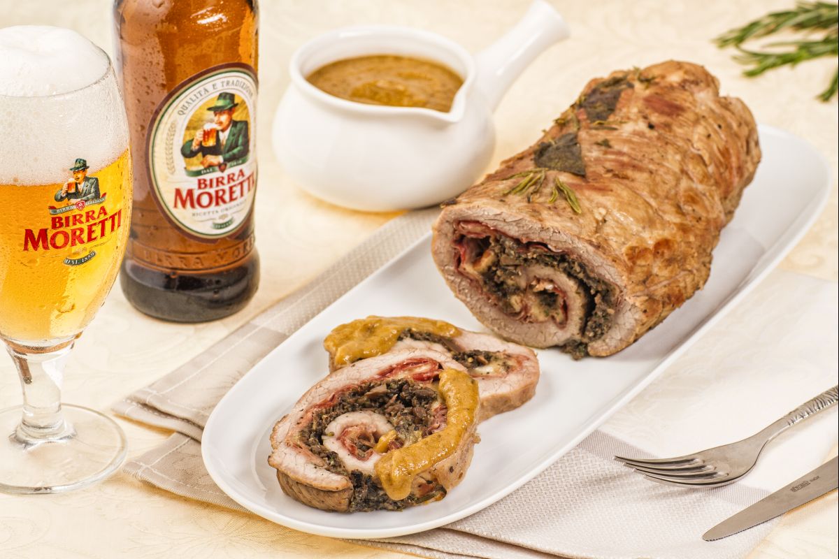 Roulé à la bière avec speck et champignons