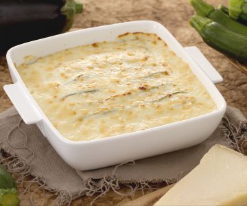 Parmigiana blanche de légumes et parmesan
