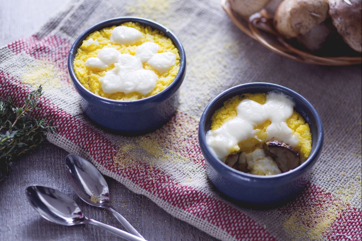 Terrines gratinées de polenta et cèpes
