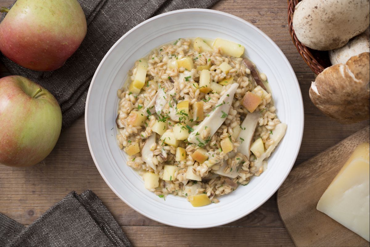 Orzotto aux champignons et pommes