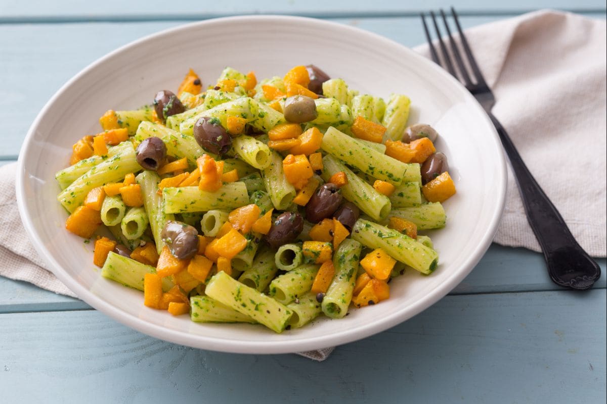 Pâtes au pesto de persil et courge