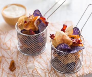 Chips de tubercules et mayonnaise au gingembre
