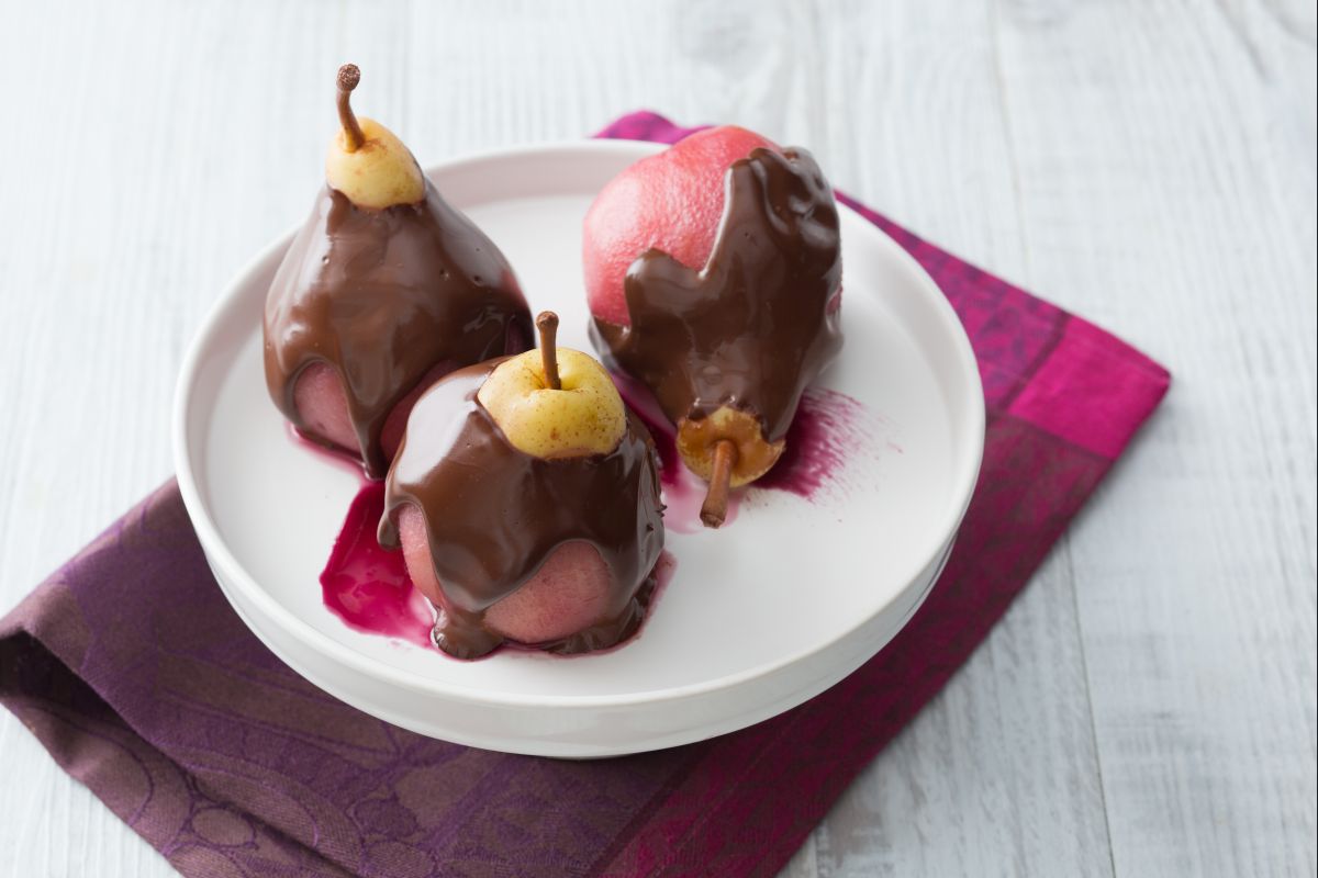 Poires au vin et chocolat