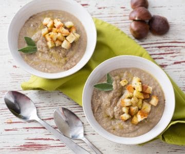 Crème de poireaux et châtaignes