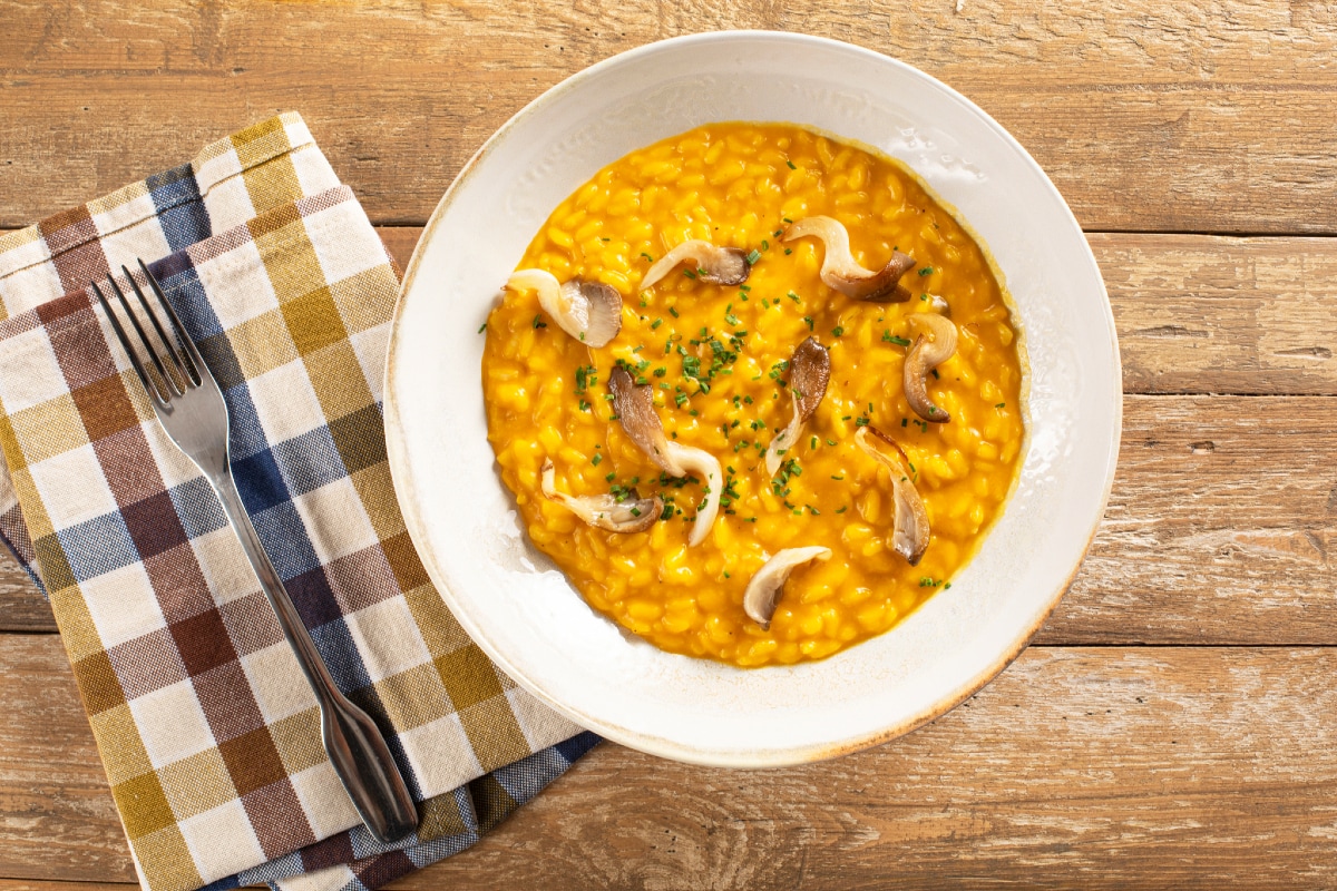 Risotto potiron et champignons