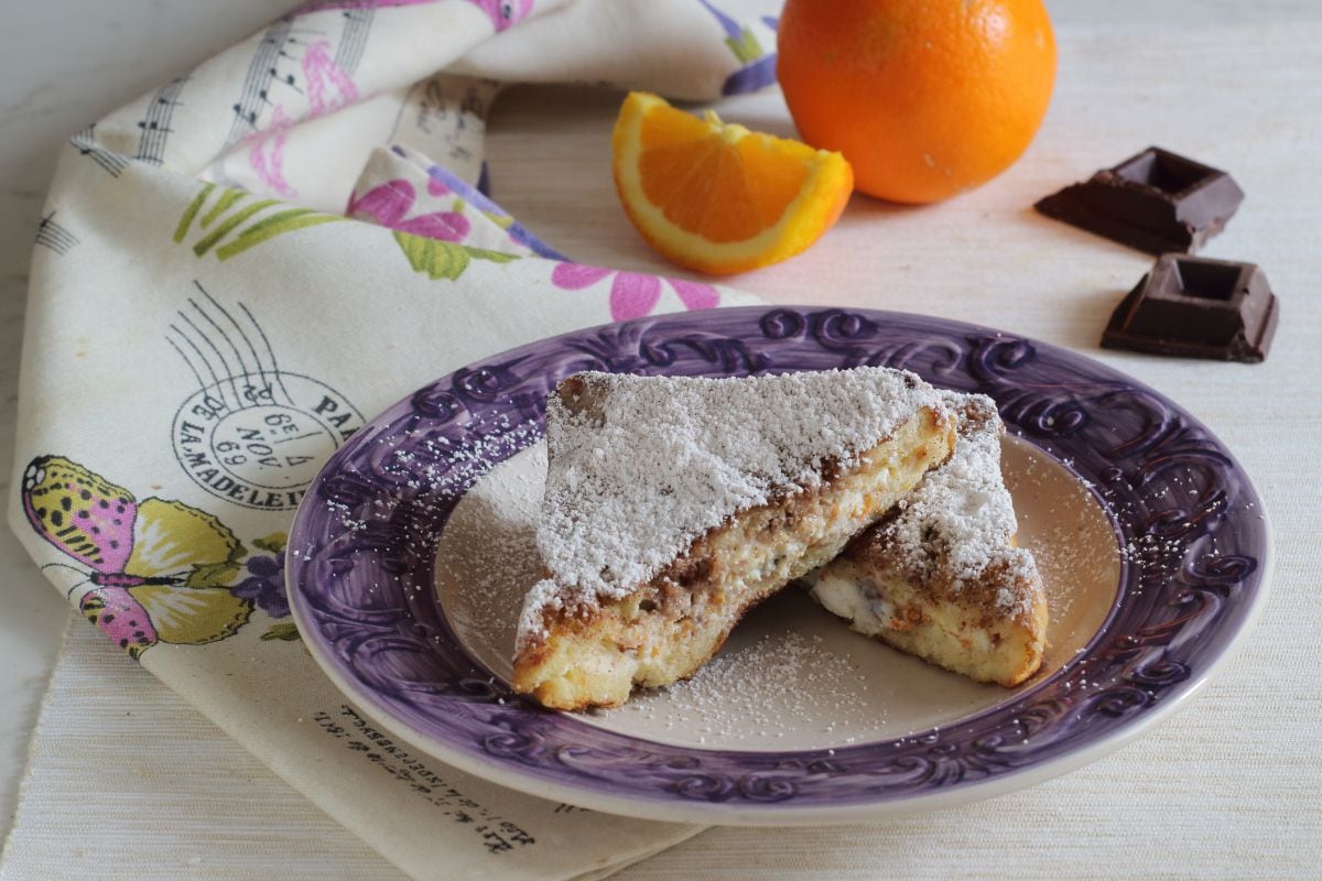 Pain perdu avec ricotta, orange et chocolat