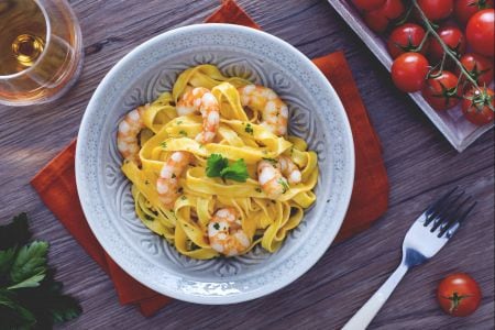 Fettuccine à la crème de crevettes et brandy