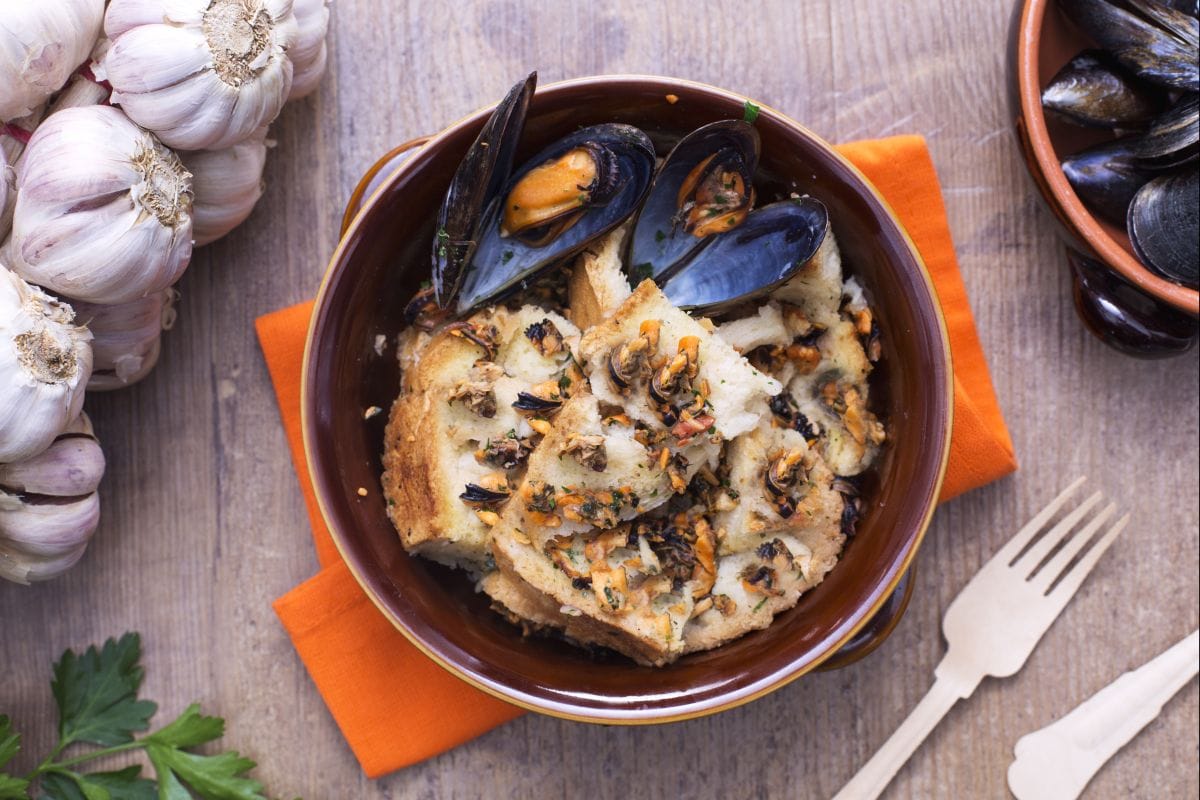 Soupe de pain aux moules