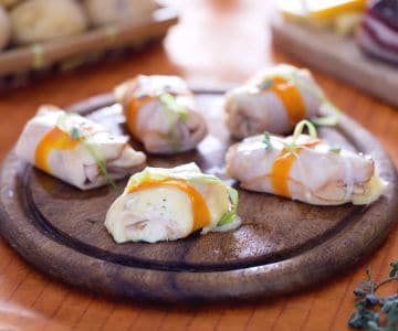Roulades de dinde avec pommes de terre, ricotta et lard