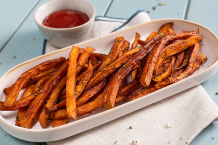 Patates douces frites