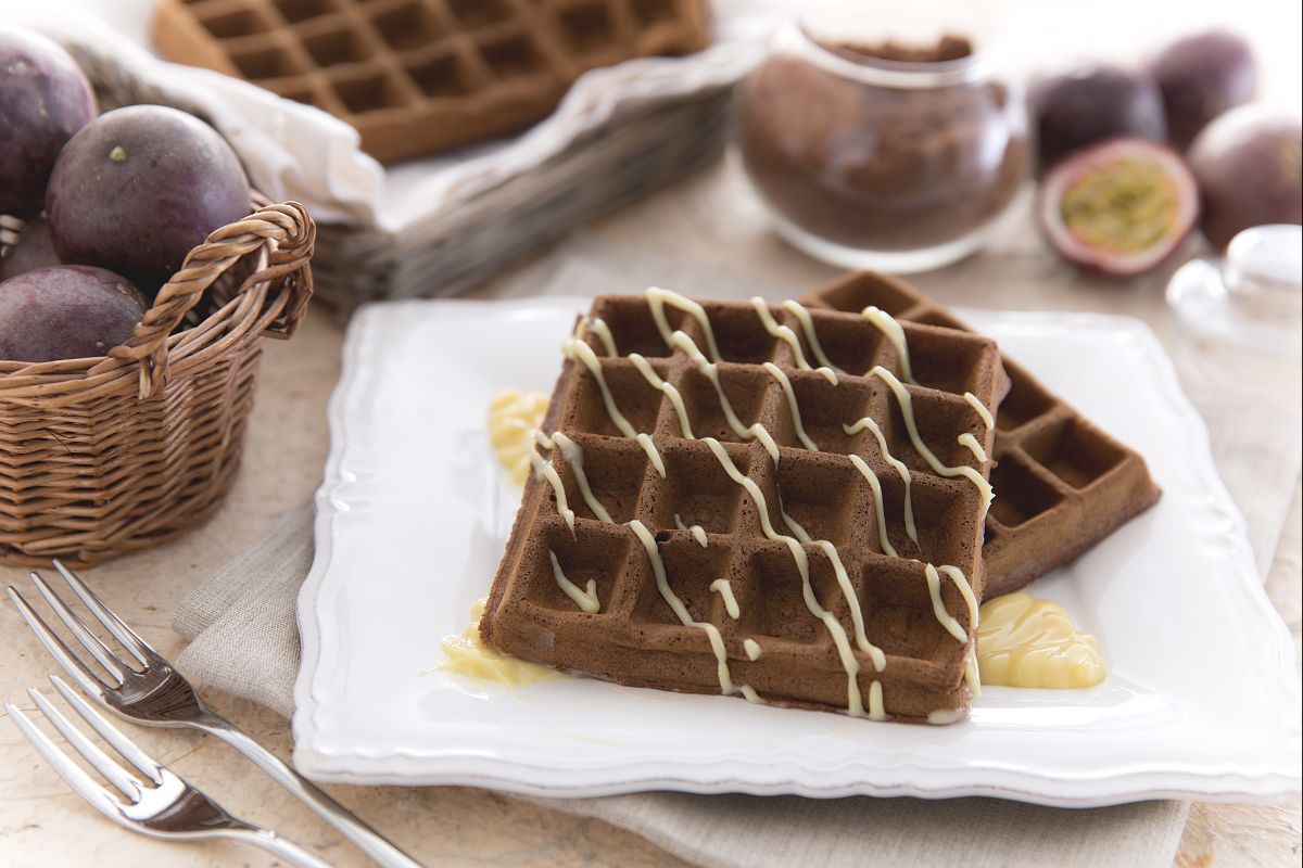 Gaufres au chocolat et fruit de la passion