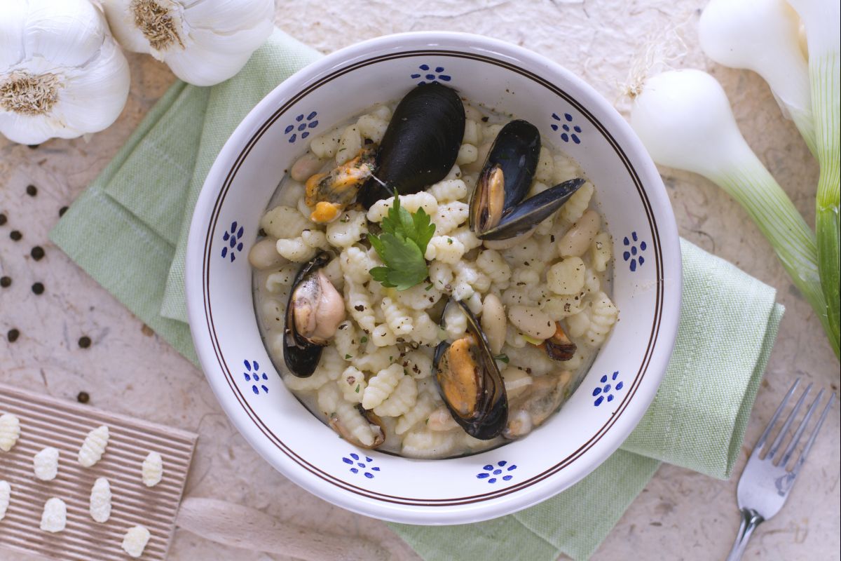 Cicatielli aux moules et haricots