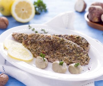 Espadon en croûte avec purée de topinambours