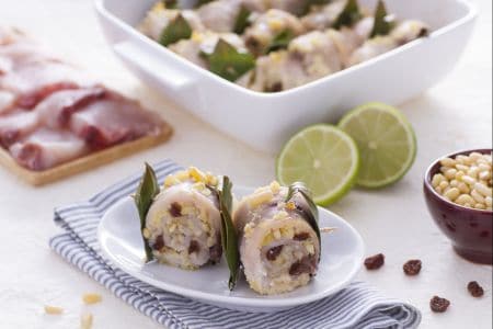 Rouleaux d'espadon à la beccafico avec citron vert et gingembre