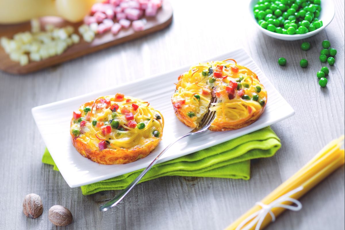 Petites omelettes au four de spaghettis