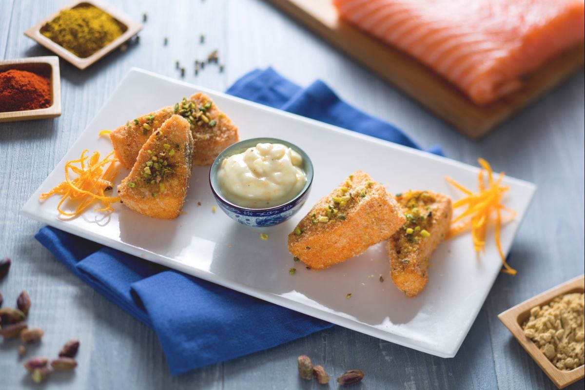 Bouchées de saumon épicé croustillantes