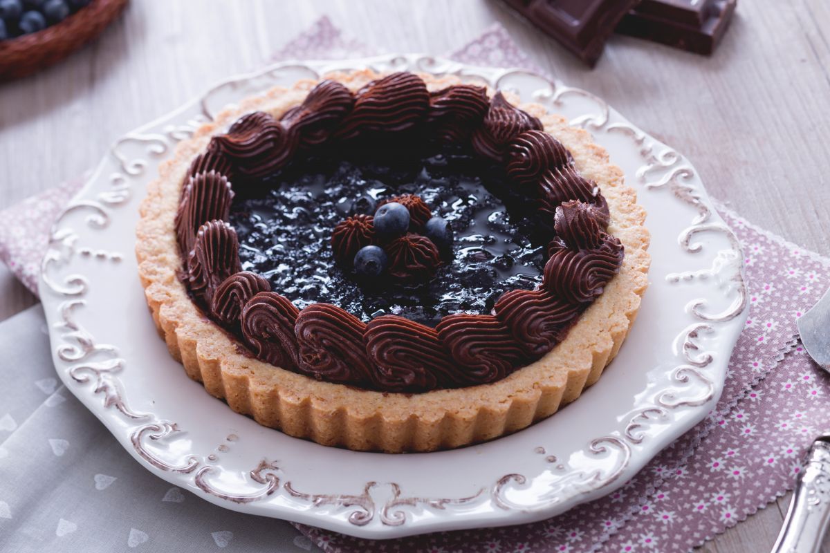 Tarte aux myrtilles et chocolat