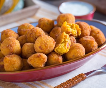 Bouchées de potiron, ricotta et speck
