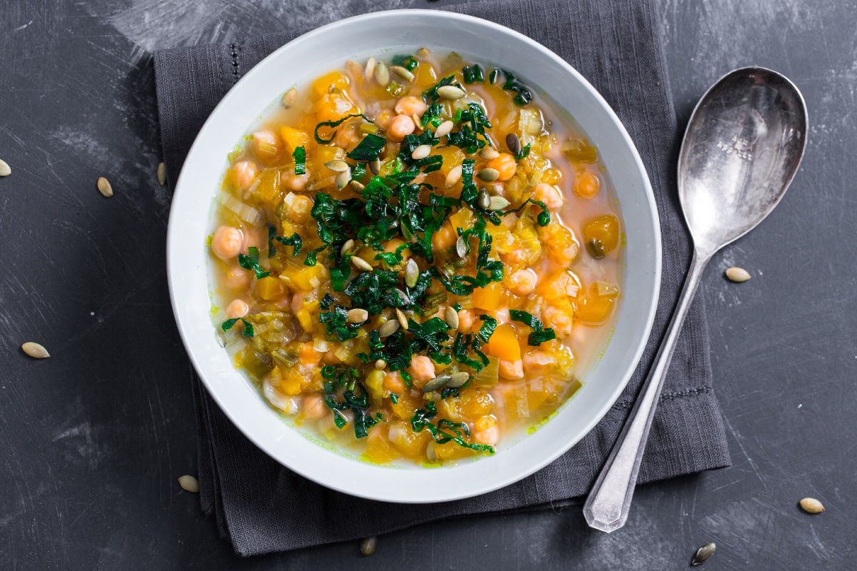 Soupe de pois chiches et potiron