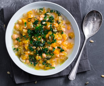 Soupe de pois chiches et potiron