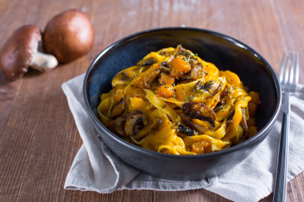 Pâtes à la citrouille et aux champignons