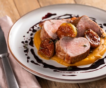 Filet de porc avec potiron et figues