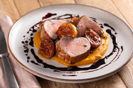 Filet de porc avec potiron et figues