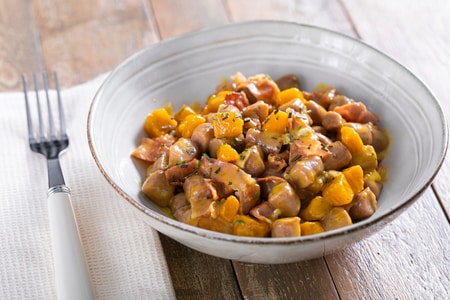 Gnocchis de châtaignes avec potiron et speck