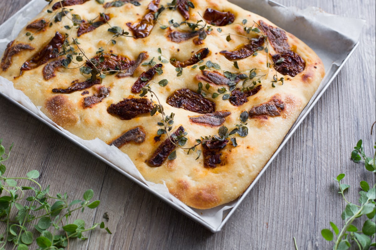 Focaccia de semoule avec levain